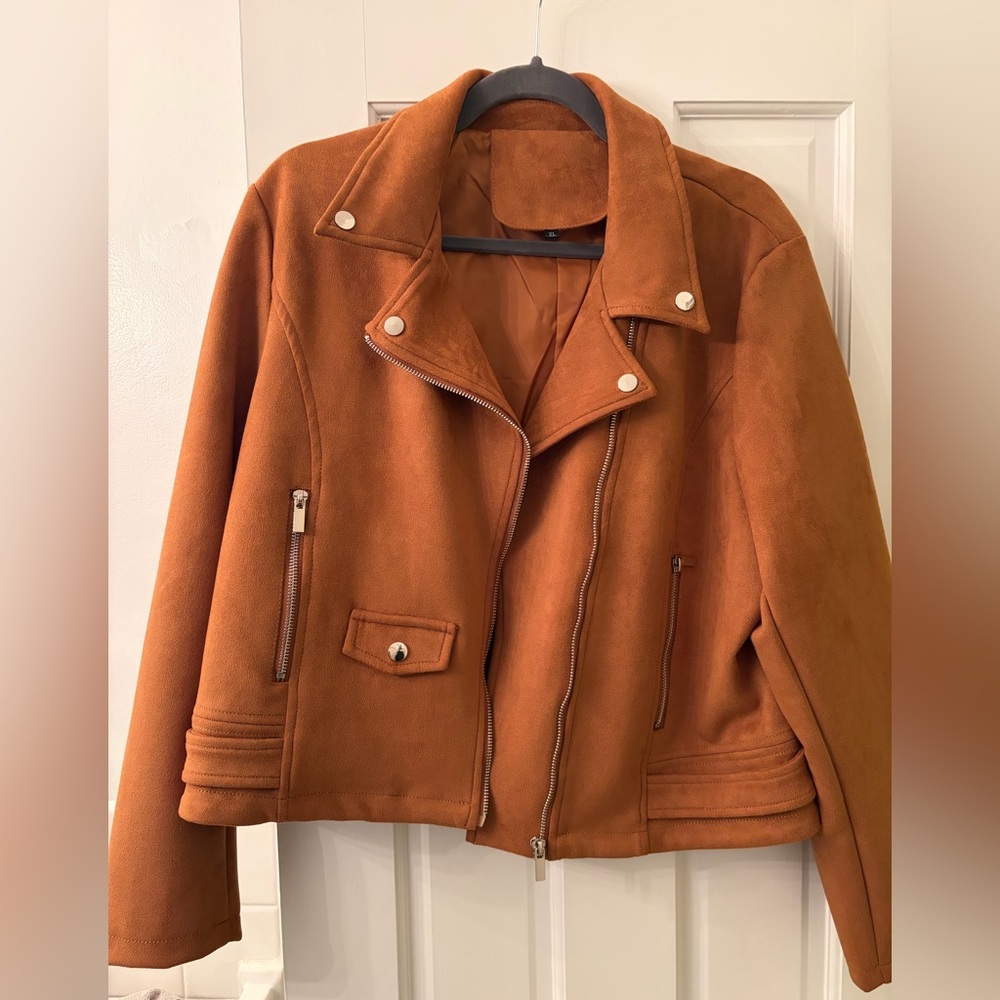 Women's Tan Faux Suede Jacket
